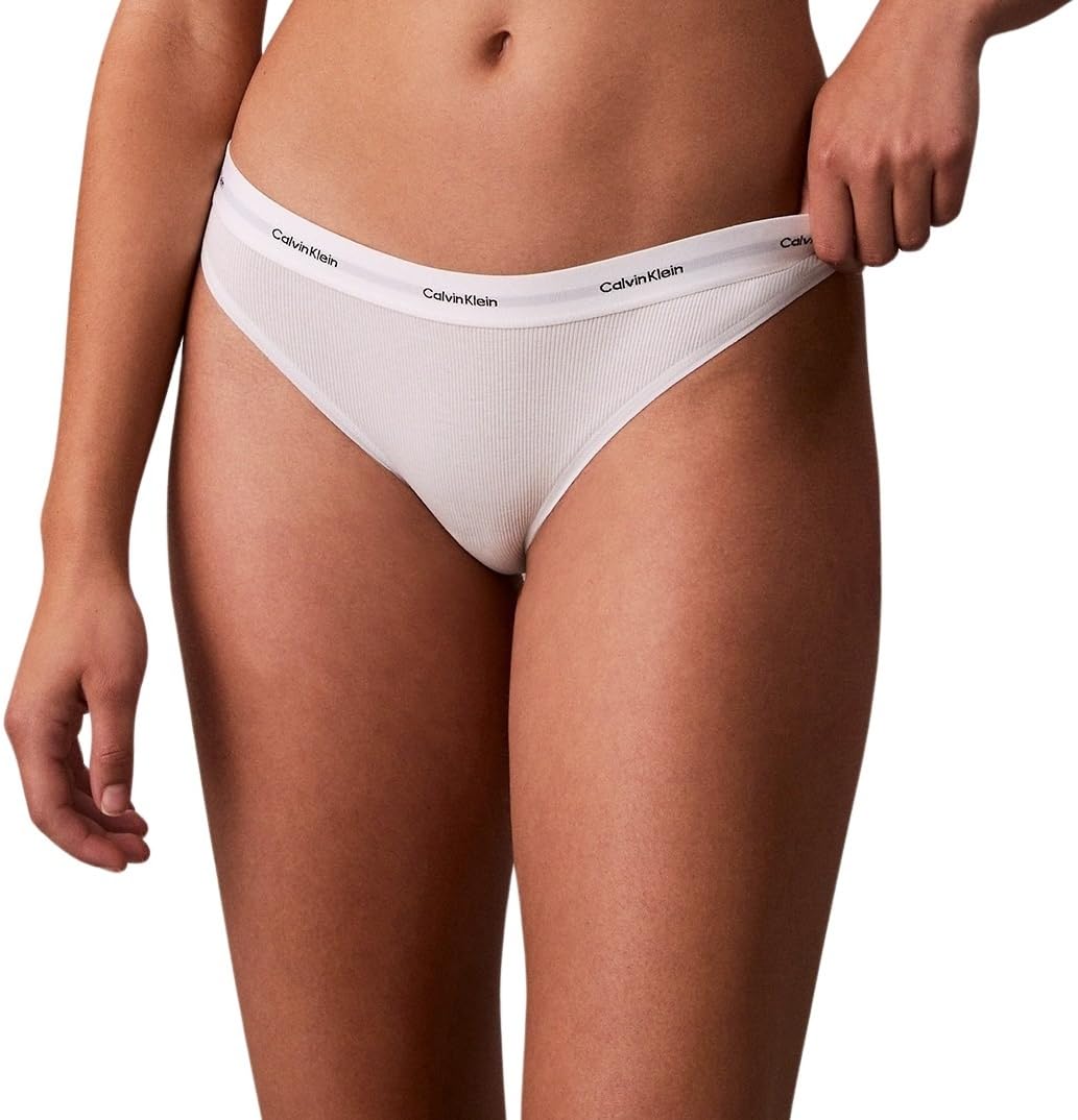 Calvin Klein Women’s Bikini Briefs with Logo Waistband, White (White), XS
