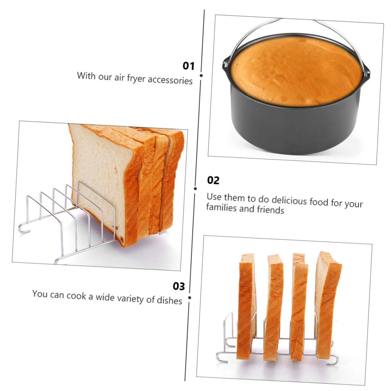 Cabilock 6pièces Friteuse à Air Chaud Kit Poêles à Frire Inoxydable Ustensiles De Cuisine Pour Plats Sauce Et Desserts