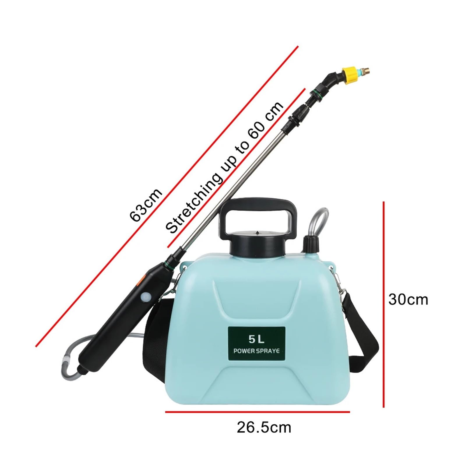 Spruzzatore elettrico, Annaffiatoio for bottiglie da 5 litri, spruzzatore elettrico automatico ricaricabile tramite USB con pistola a spruzzo, attrezzatura for piante giardino(5L Electric Blue)