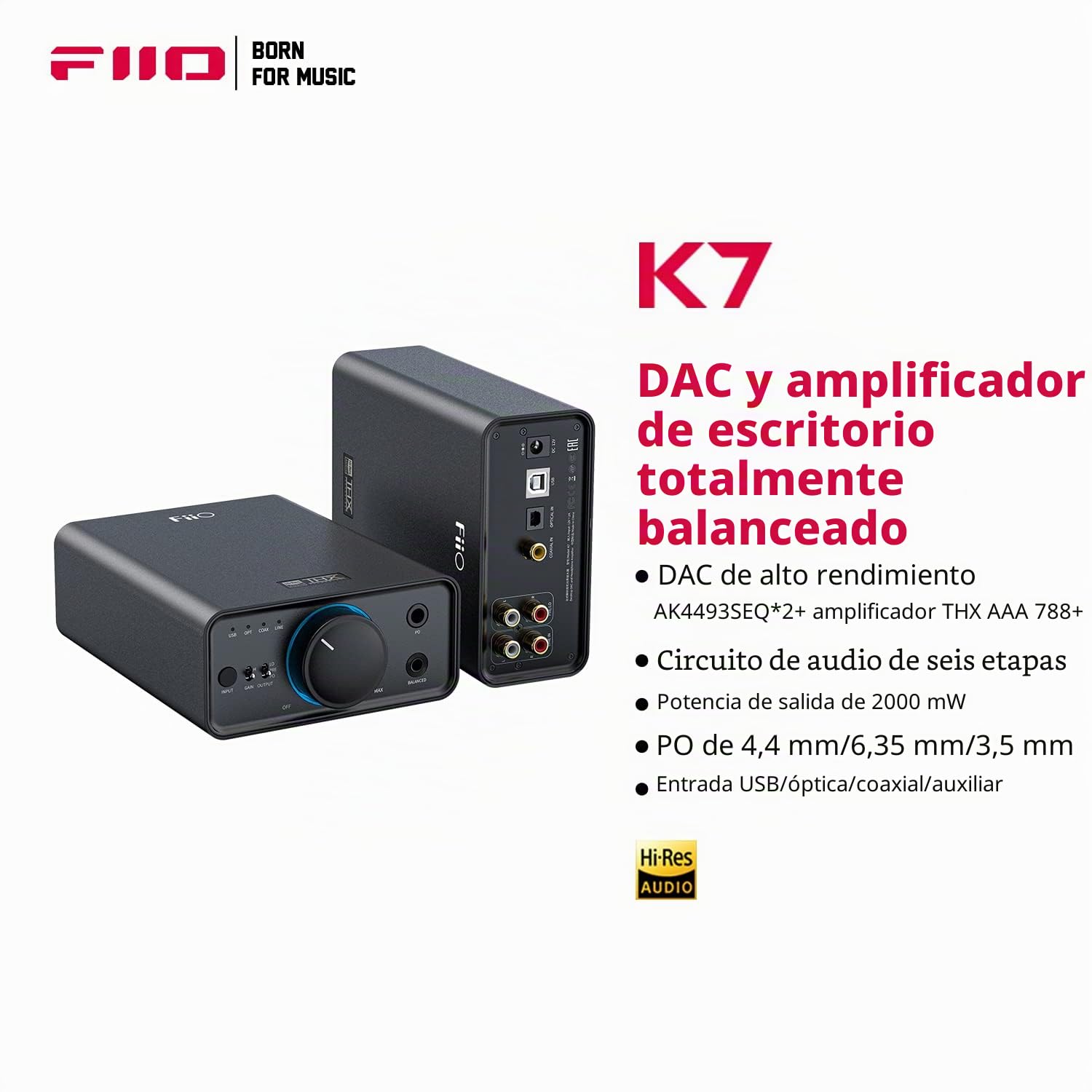 FiiO DAC y amplificador de escritorio K7