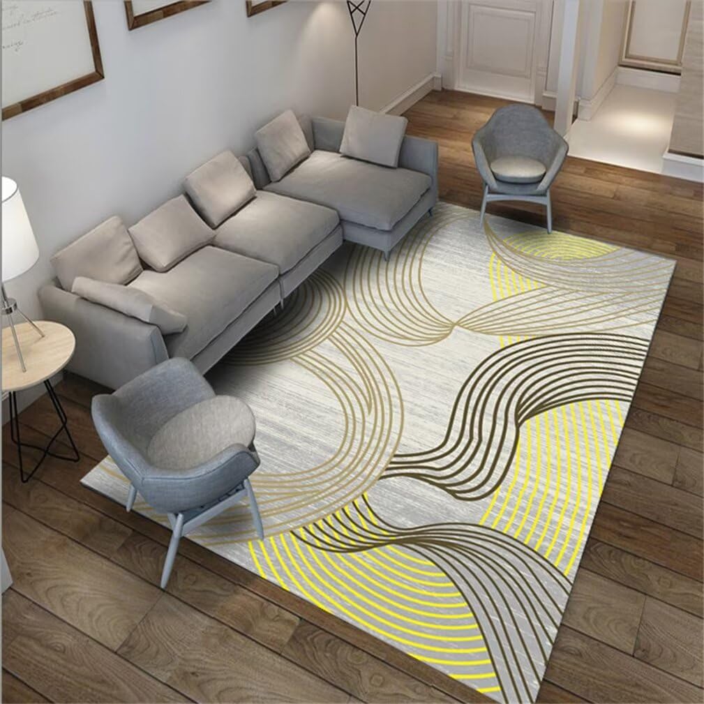 Tapis de salon à la mode durable et lavable au design contemporain