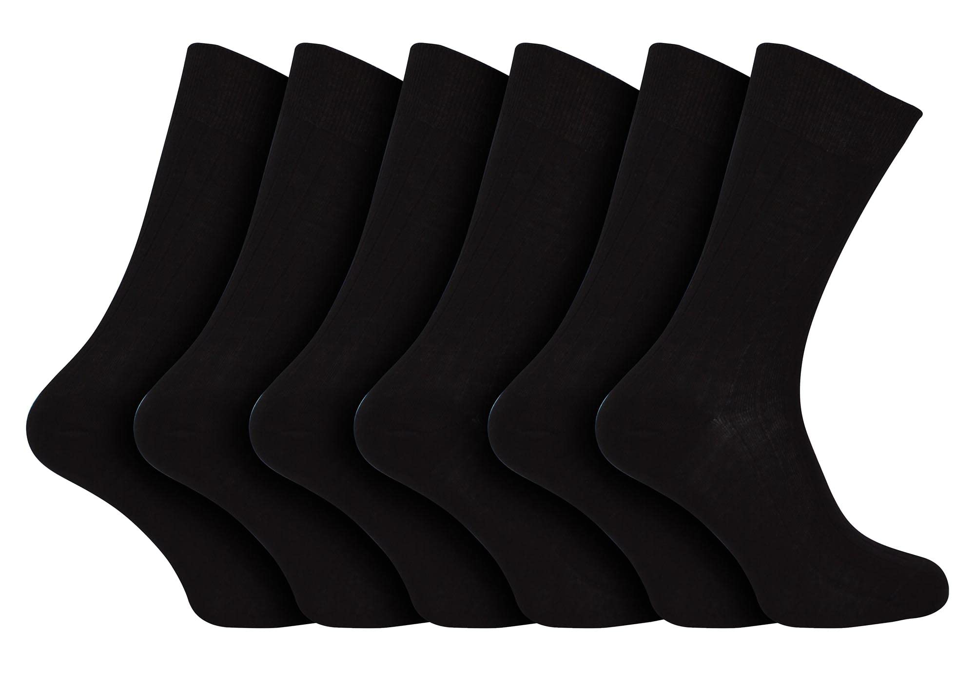 Sock Snob100% Egyptian Cotton Socks for Men | 6 Pairs | Ribbed Seamless Black Socks Avaliable in 3 Sizes