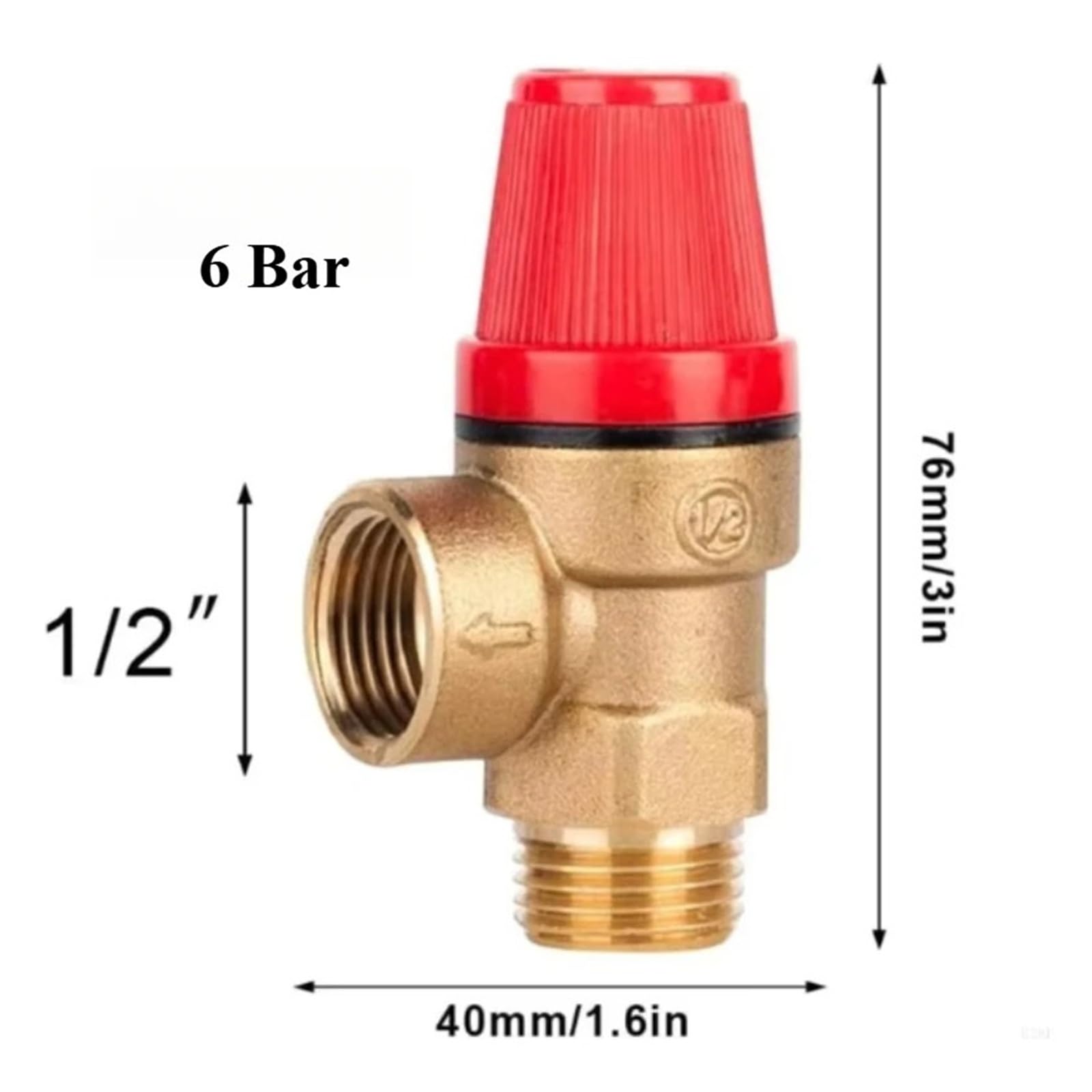 1 valvola di sicurezza in ottone, interruttore di scarico, 1/2 pollice DN15 for scaldabagno solare, filo interno ed esterno, valvola di sicurezza in ottone, 1/2"(FEMALE FEMALE_8BAR)