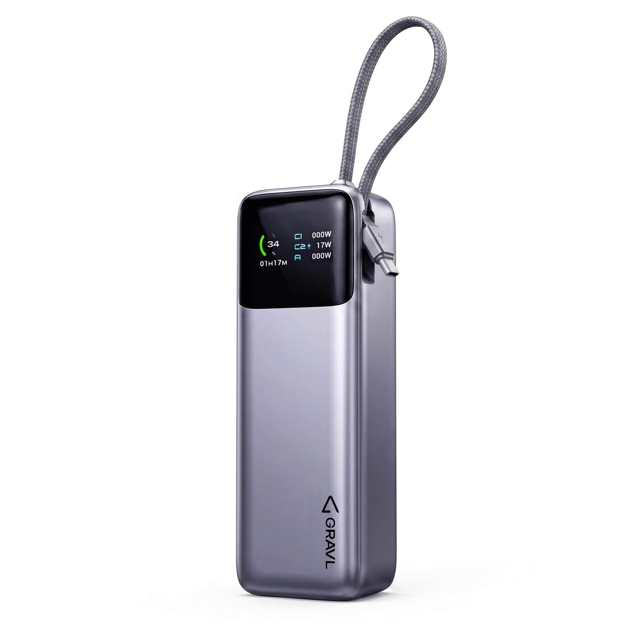 Engine 240 Power Bank 27000mAh | 240W PD Fast Charging Portable Charger | Built-in Type-C Cable | Smart Display | Flight Safe | Laptop MacBook iPhone Tablet Powerbank (Gray)-image-18