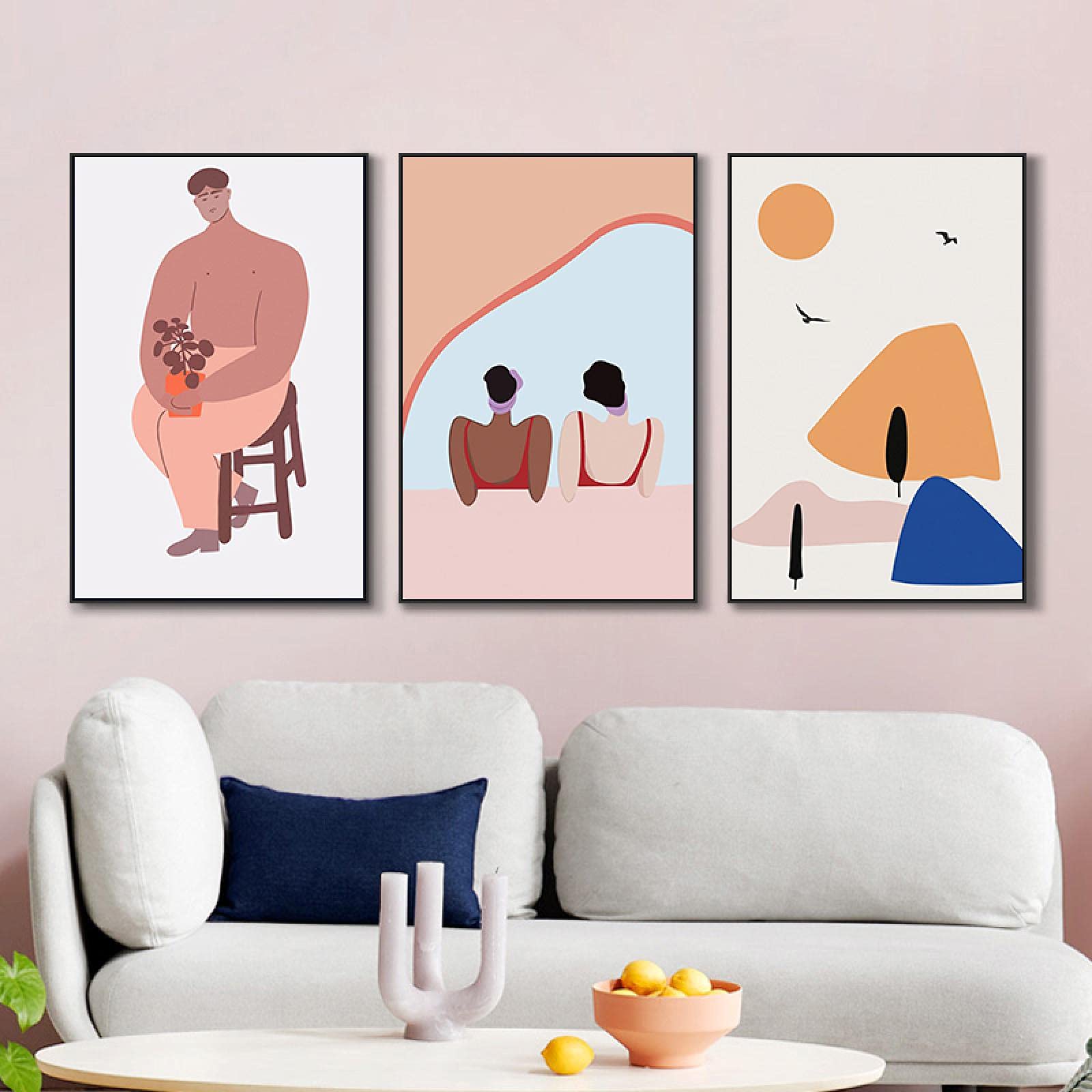 weiling Cartel abstracto de la lona del cuerpo humano imagen de la decoración nórdica impresión del arte de la pared pintura escandinava minimalista decoración del hogar 40x50cmx3 marco interior