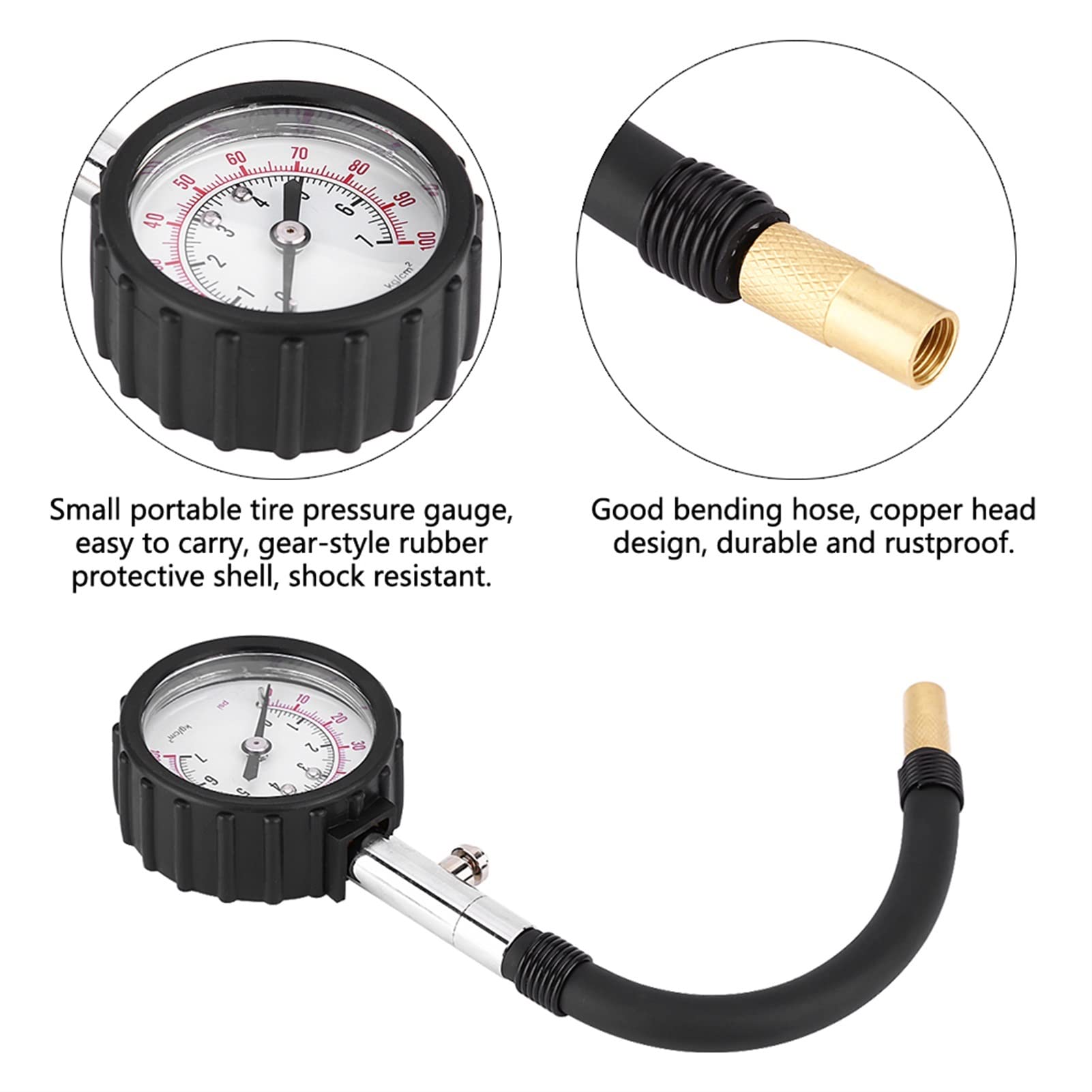 Medidor de presión de neumáticos de Tubo Largo 0-100Psi probador de presión de Aire de neumáticos de Alta precisión para Coche Motocicleta Universal