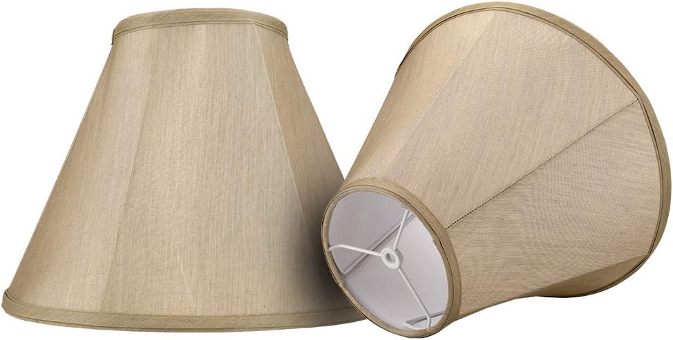 ALUCSET Gold Bell Lamp Shades Lamp Shades Set of 2 Small Lamp Shades Beside Lampshades 6" Top x 14" Bottom x 10" High Spider Traditional Linen Lamp Shades for Table Lamps - Replacement Lamp Shades