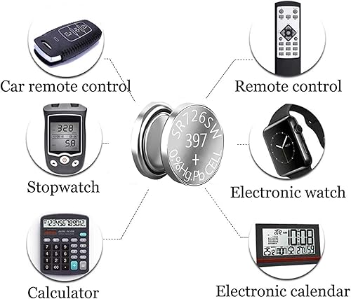 Miniatura 5 de SKOANBE SR726SW 397 1.5V Batería de reloj de óxido de plata, 10 paquetes