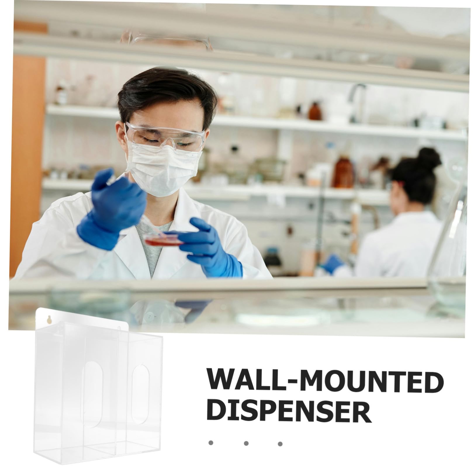 STOBAZA Distributeur Mural D’équipements de Protection et Masques en Acrylique avec Double Compartiment pour Usage Domestique et Laboratoire
