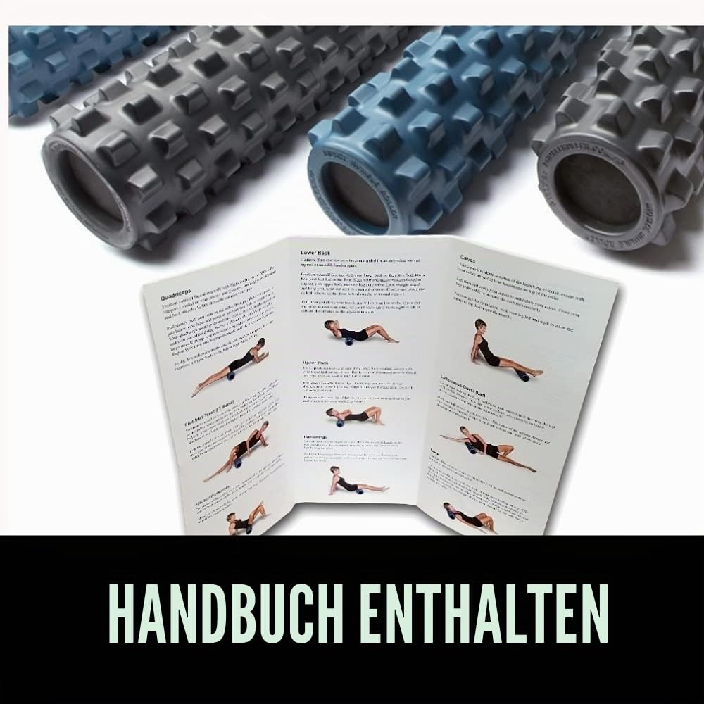 Rumble Roller Half Size Extra Firm Black - Textured Muscle Foam Roller Manipulates Soft Tissue Like A Massage Therapist (Schwarz Kompakt 33 cm)
