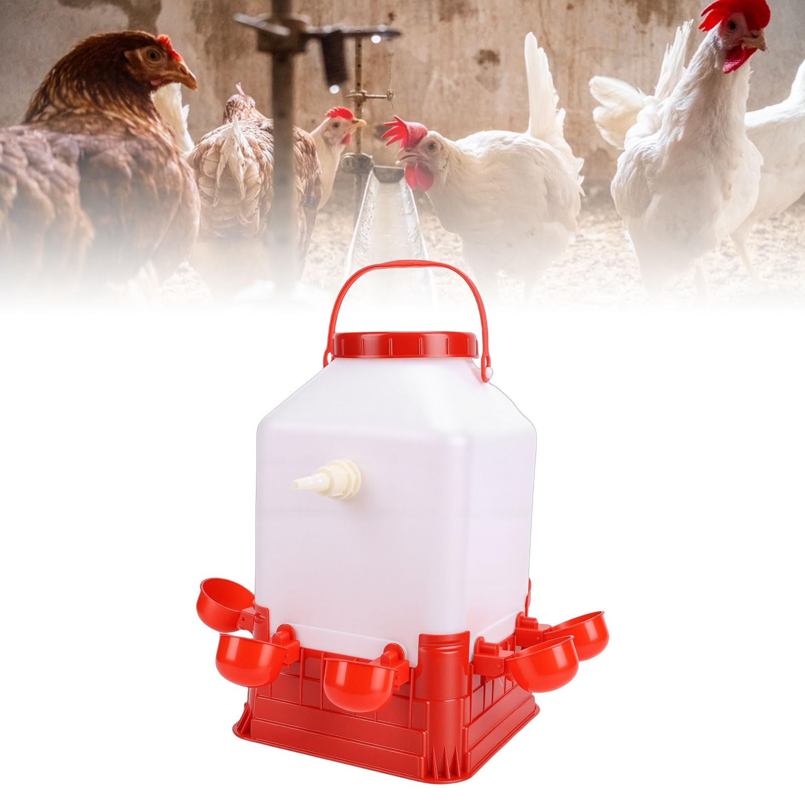 Bebedero automático para Aves de Corral Dispensador de Bebedero para Aves de Corral Multifuncional de Gran Capacidad con 8 tazones para Granja