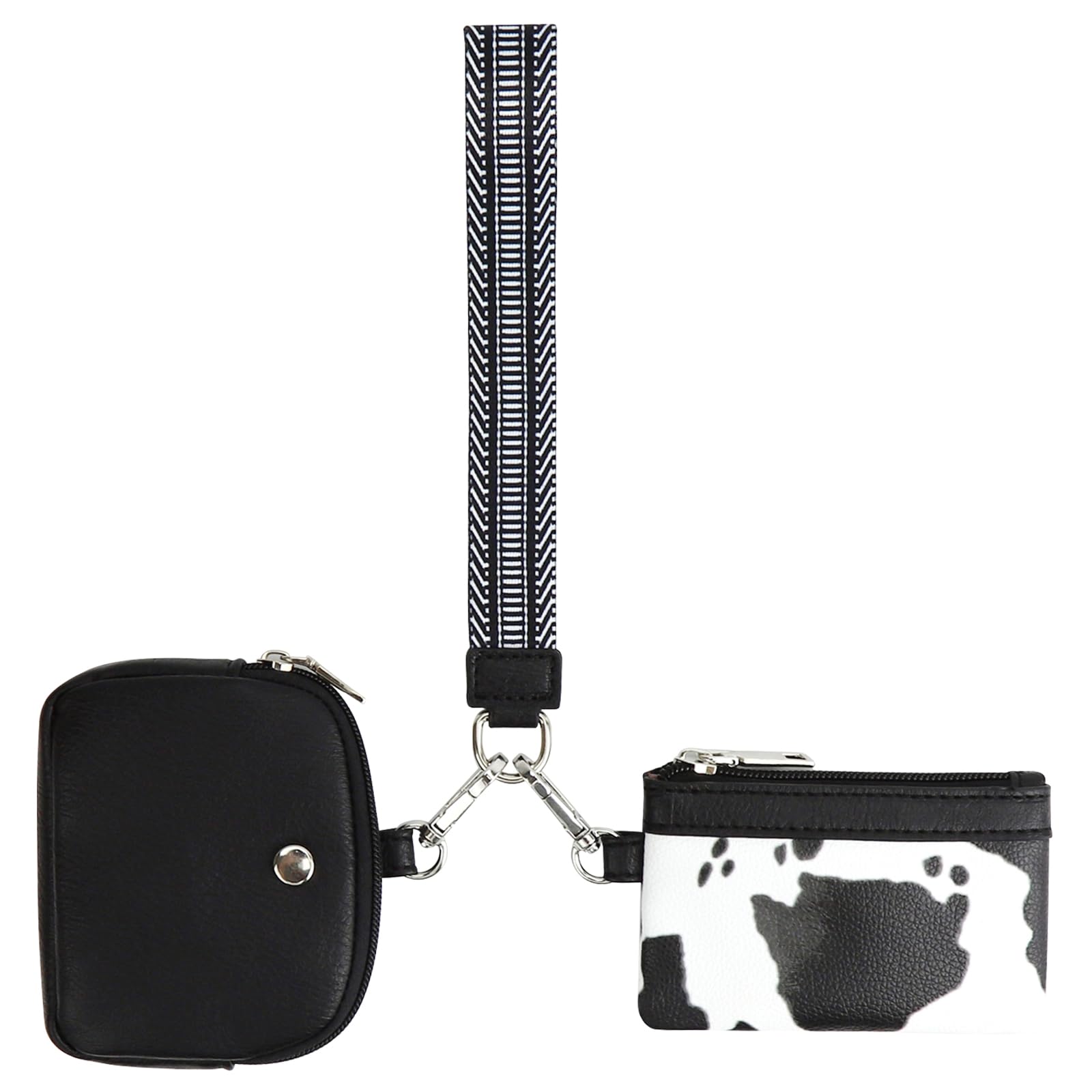 Peicees Mini Wristlet Wallets Womens Zip Around Dual Pouch Wristlet KeyChain Wallet Detachable Coin Purse Pouch Waterproof