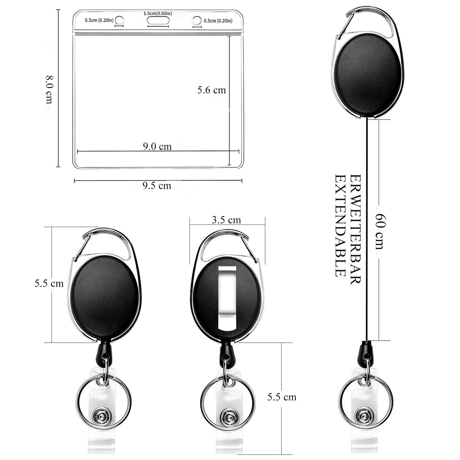 Fhlbestyu 1/2 Set Porta Tarjetas Identificativas Lanyard, Porta Tarjetas Colgante Diáfano, ID Card Badges Holder para Tarjeta Tráfico, Crédito, Escuela, Oficinas