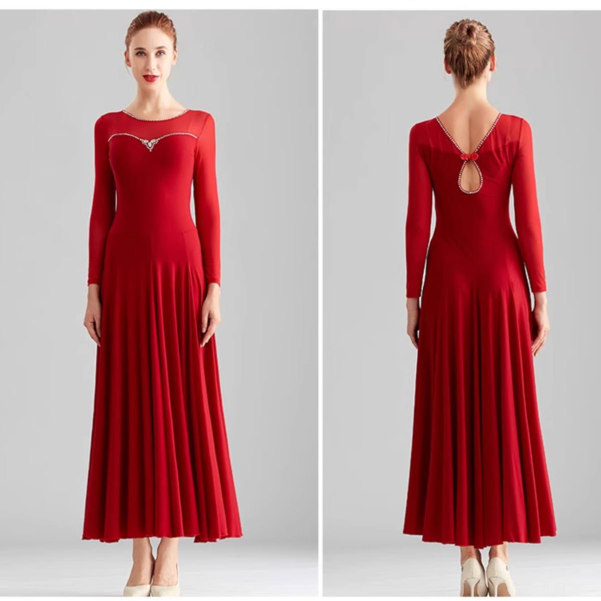 Vestido de Baile de Salón para Mujeres, Vals Moderno, Cha Cha, Flamenco, para Promoción y Fiesta, Disfraz Lírico