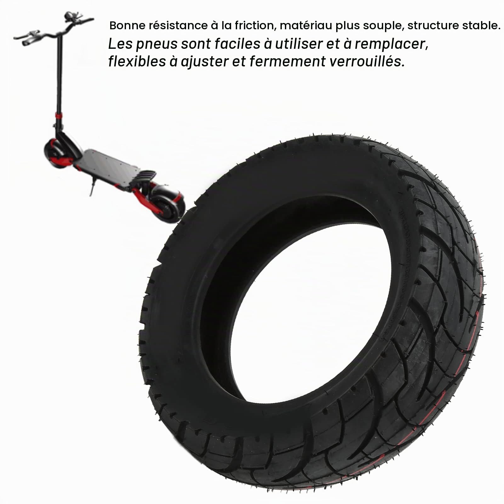 Pneus de Scooter Électrique, 10 pouces, Pneu Sans Chambre à Air Auto-Réparable, 80/60-6 Pneu Tubeless, pour Accessoire de M4 M4Pro