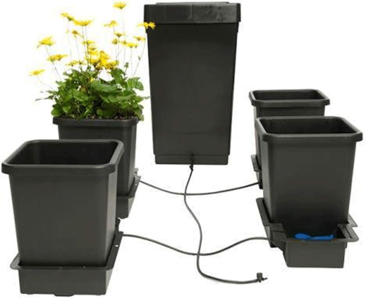 4 Pot System with 3.9 Gallon Pots and 12.4 Gallon Tank - Self Watering Growing System Indoor and Outdoor Usage