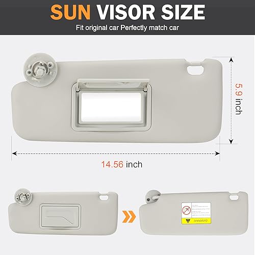 Miniatura 3 de Visera solar gris para el lado izquierdo del conductor para Chevy Sonic 2012-2019, repuesto de visera solar Spark 2013-2016 P95327507