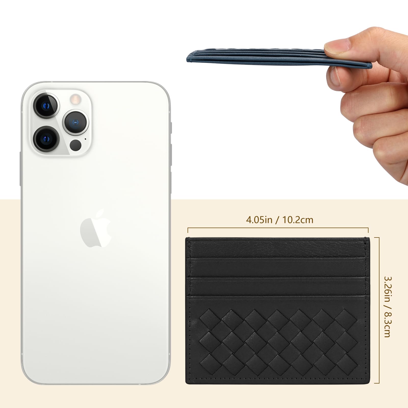 Unaone Slim Minimalist Wallet - Credit Card Holder, Leather Front Pocket Wallet Card Case for Men & Women, Black