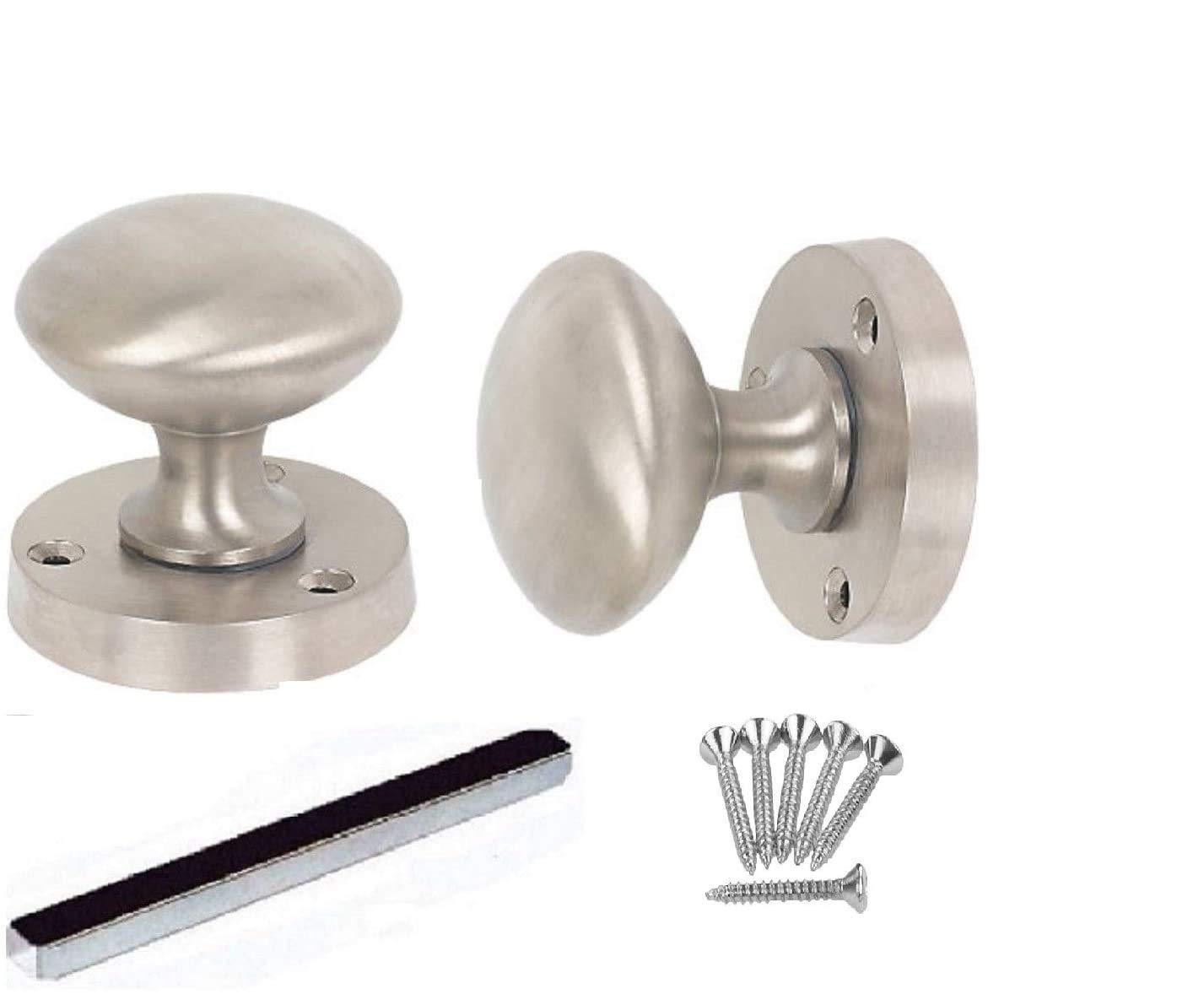 Jiyo.outdoor Satin Chrome Satin Brushed Chrome Mortice Sprung Door Knob Set Pack Pair