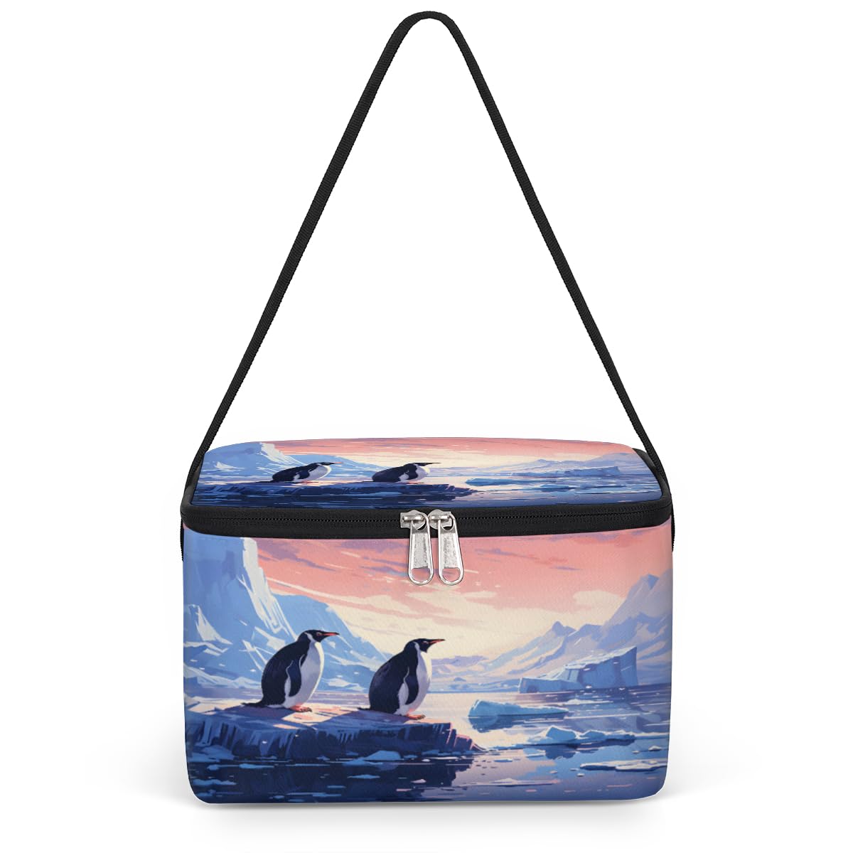 GzLeyigou Antarctica Penguins Lunch Bags for Women Men 9 Cans, Hot & Cold Food Delivery Bag Insulated Grocery Bag Insulated Lunch Box Penguin Cooler Bag for Office Work Picnic Beach