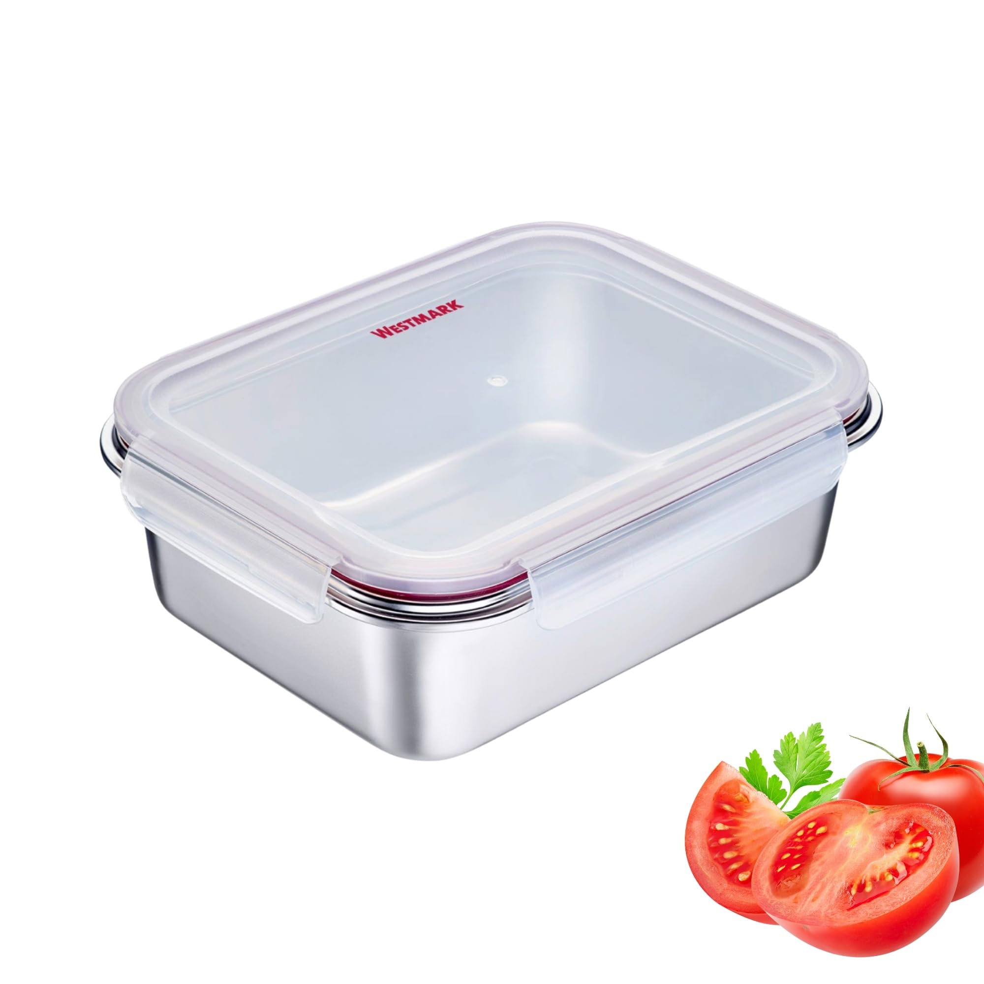 Westmark Stainless Steel Lunch Box - Leak-Proof Lunch Box - Microwave & Oven Safe, BPA Free - Bento Box for School, Work & Daycare - Silver, 1300 ml