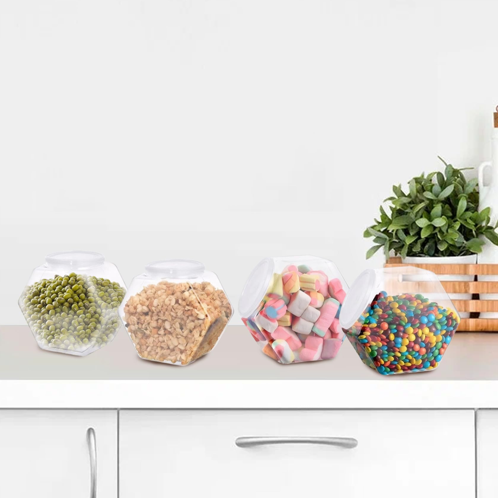 Pots De Bonbons En Plastique Avec Couvercles, 2pcs 3800 Ml