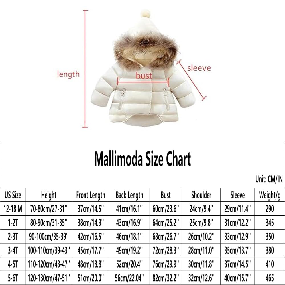 Mallimoda Bambino Ragazze Piumino Bambino Inverno Caldo Puffer Down Cappotto Cotone Con Cappuccio Pelliccia Snowsuit