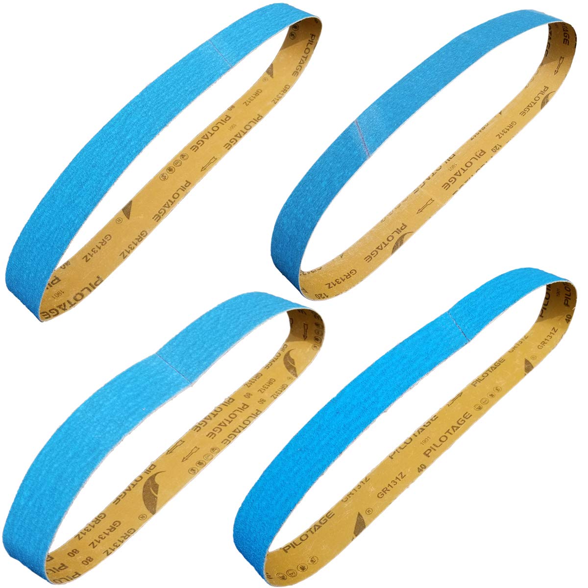 2 x 48 Inch Metal Grinding Zirconia Sanding Belts - One Each of 40 80 100 and 120 Grits - Blue Regalite Resin Bond Cloth Sanding Belt,4 pack (2 X 48 inch)