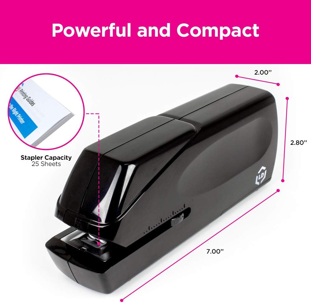 LD Products Professional, Home & Office Automatic Electric Stapler - Staples, Batteries & Wall Power Supply Included, Jam-Free 25 Sheet Capacity, Quiet, Adjustable, Cordless : Office Products