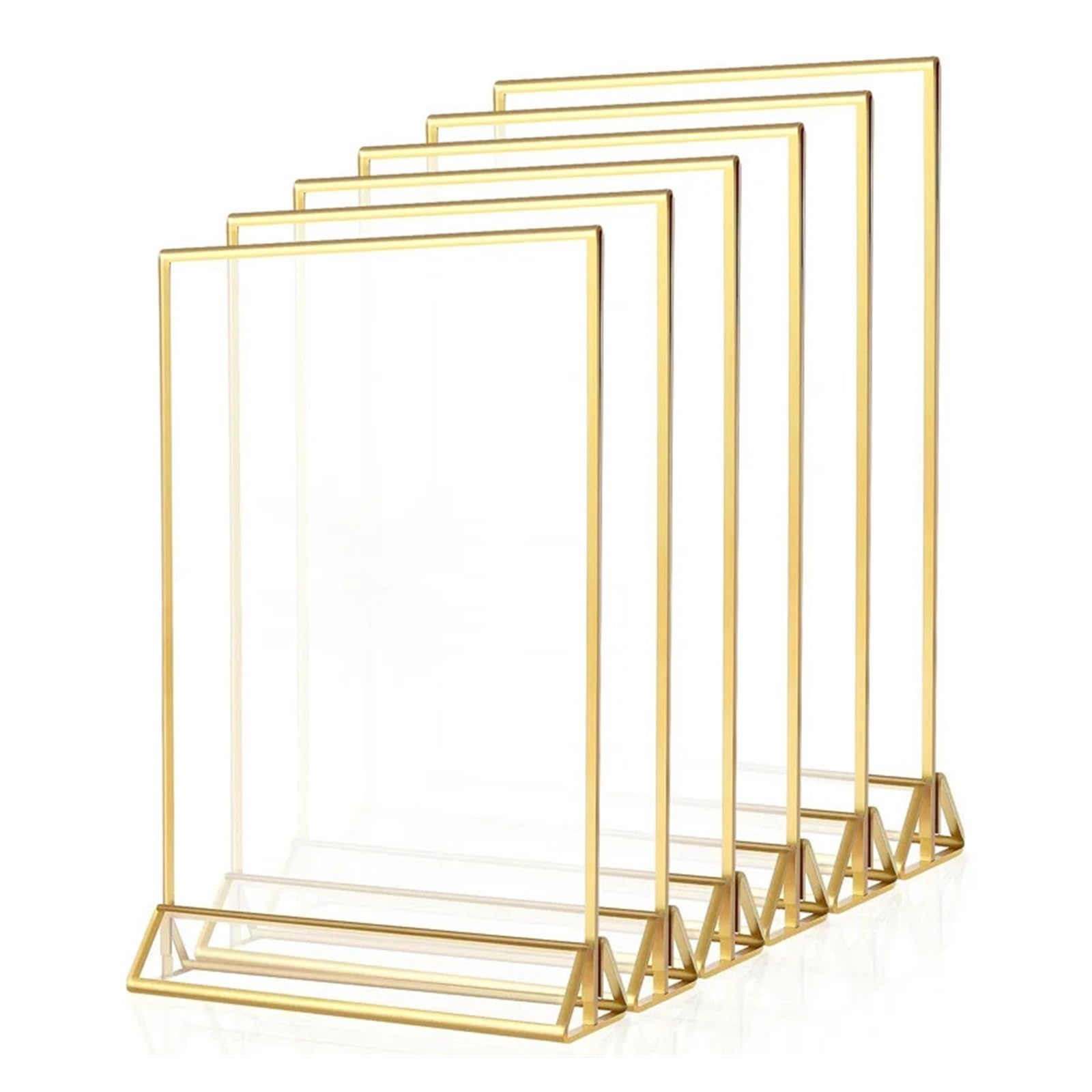 Portanúmeros de Mesa, Soporte for Carteles, Marcos Dorados, Mesa de Boda Transparente, Soporte for números, menú, Tarjetas Recetas, Imagen, 9 Uds(Color B)