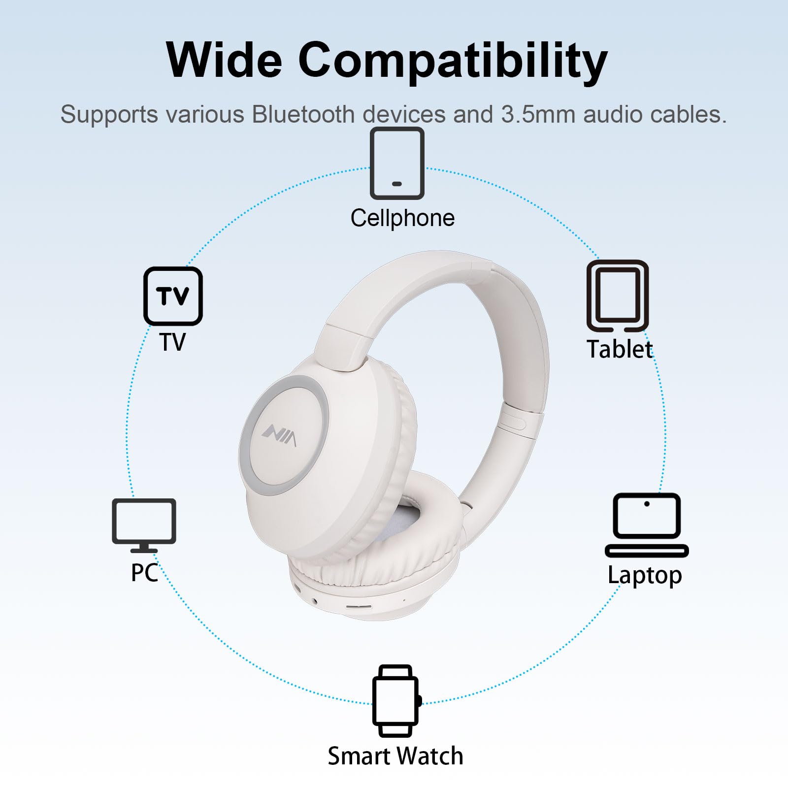 XuanGui Wireless Bluetooth Headphones Over Ear, 20H Playtime Wireless Foldable Headphones with Built-in Mic, FM Radio - Image 4