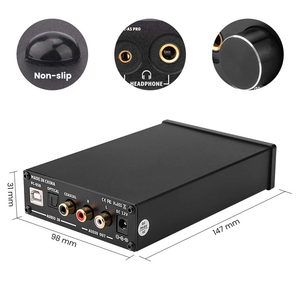 Decodificatore audio, decodificatore audio senza perdita DAC, convertitore da digitale ad analogico, amplificatore per cuffie DAC, uscita USB/coassiale/ottica RCA/amplificatore per