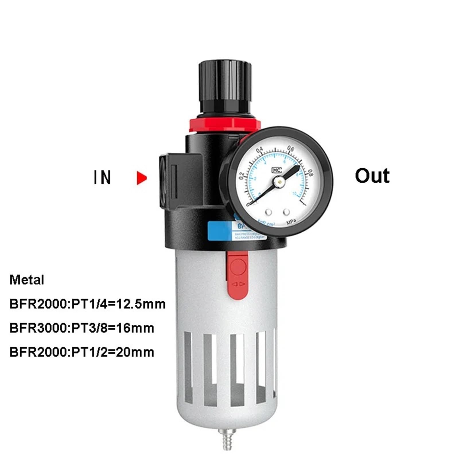 Compressore d'Aria FRL unità 1/4 3/8 1/2 BFC2000 BFC3000 BFC4000 Regolatore Filtro separatore Acqua Olio(Plastic4000 w PC,2000)