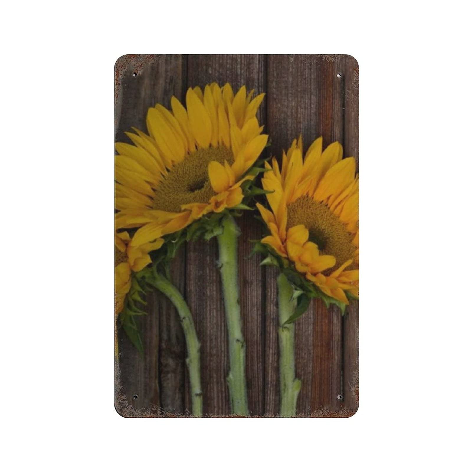 Sunflower on Wooden Metal Signs, Fun Poster For Bar Kitchen Cafe Farmhouse Wall Decor 12x8 Inch