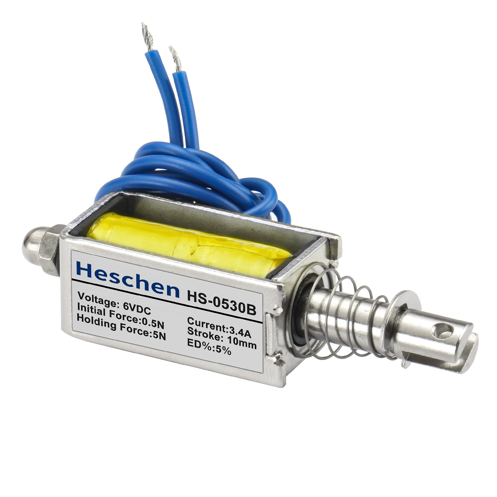 Heschen Solenoid Electromagnet HS-0530B DC6V 5N 10mm Stroke Push and Pull Type Open Frame