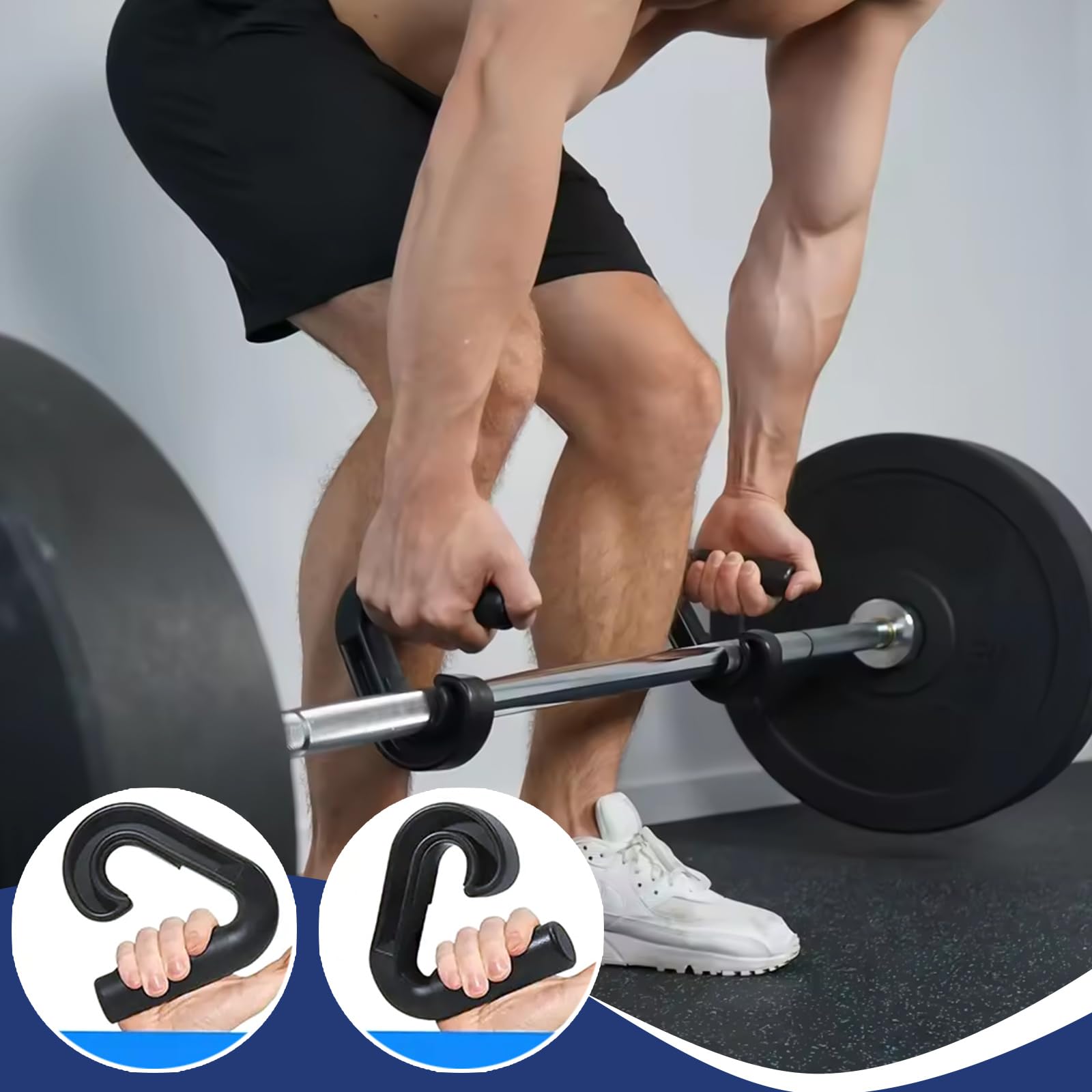 2 Stück Double D Fitness Griffe, 90°-Haken Klimmzug Griffe, Neutral Grip Griffbefestigung, Pull Up Grips, Home Gym Zubehör für Klimmzugstangen, Rückentraining, Langhanteln,Kabelzug-Aufsatz（Schwarz）