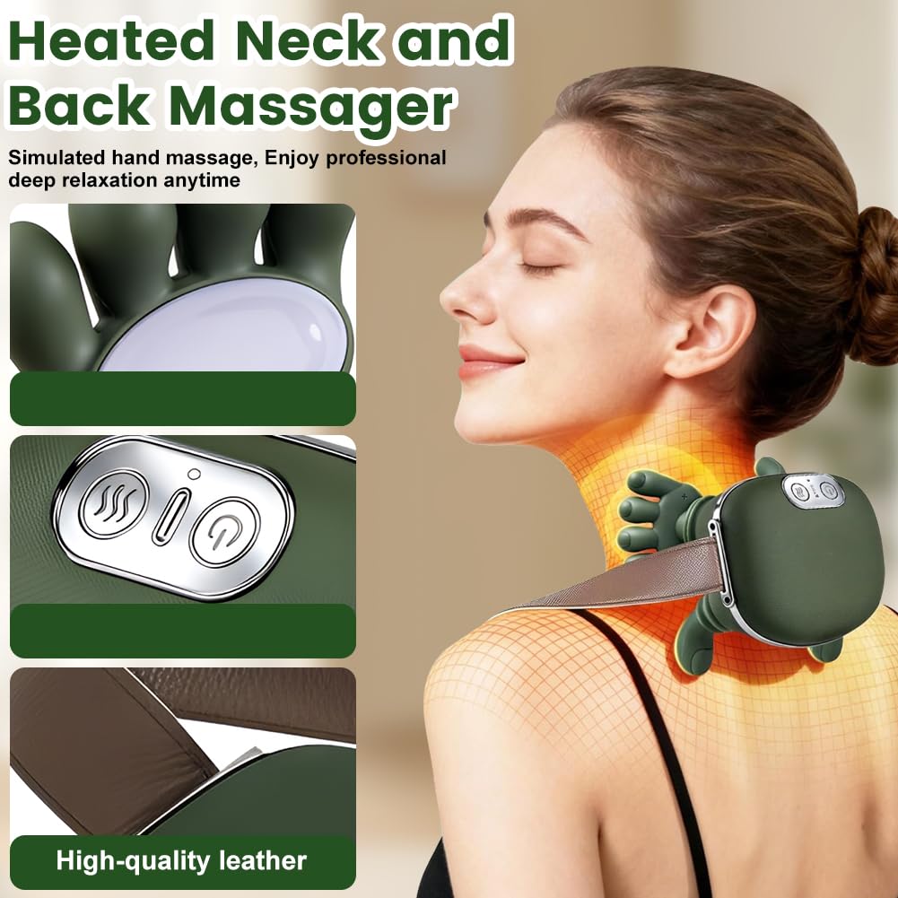 Massagegerät, 4D Nackenmassagegerät, Nackenmassagegerät mit Wärme, Heizendes Nacken, Shiatsu Massagegerät 3 Modi 2 Heizstufen, USB Elektrische Schultermassagegerät Neck Massager für Zuhause Büro Reise