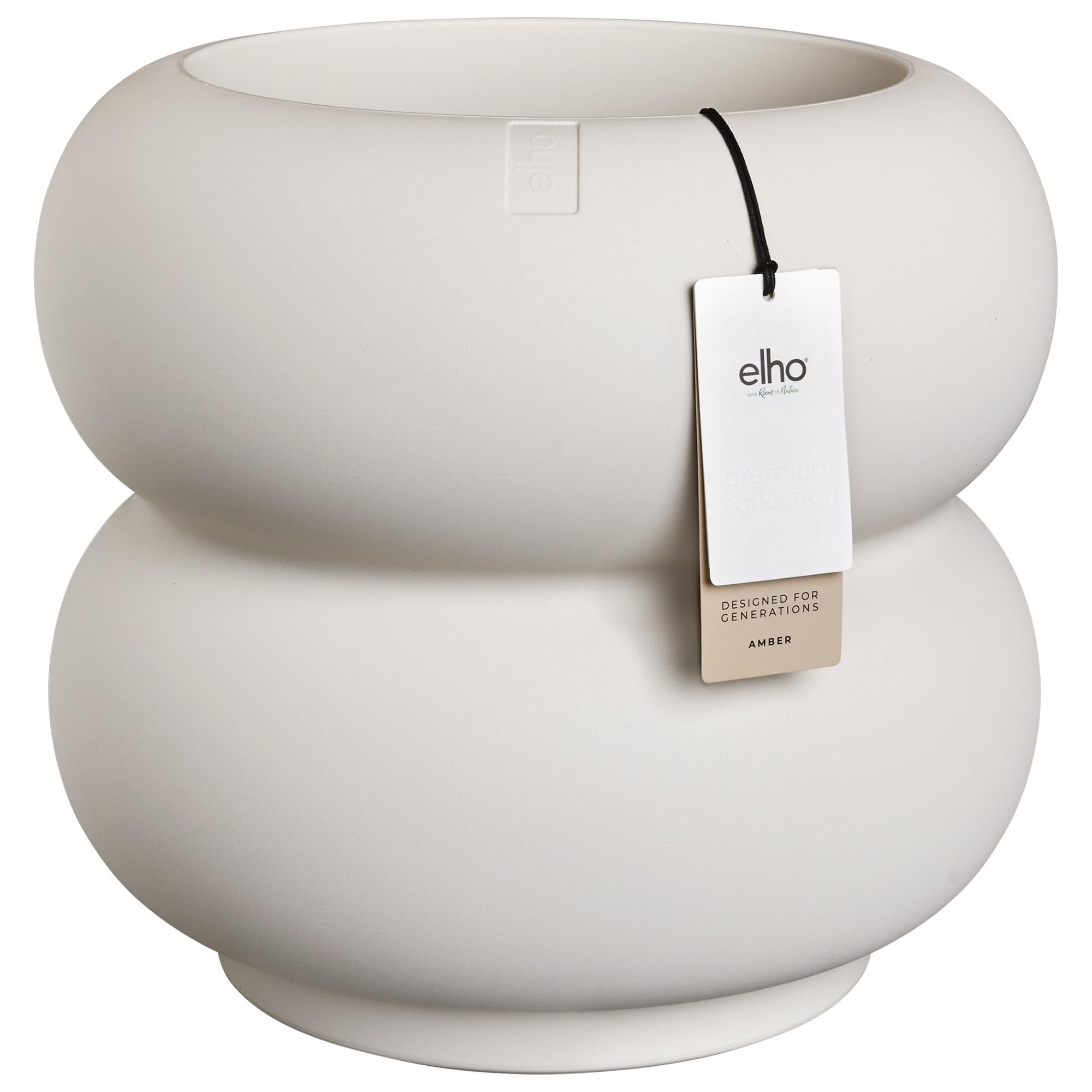 elho Amber roll Low 43cm Blumentopf - Linen White | Ø 43 x H 40 cm | Für Innen & Außen geeignet | 100% recycelter Kunststoff
