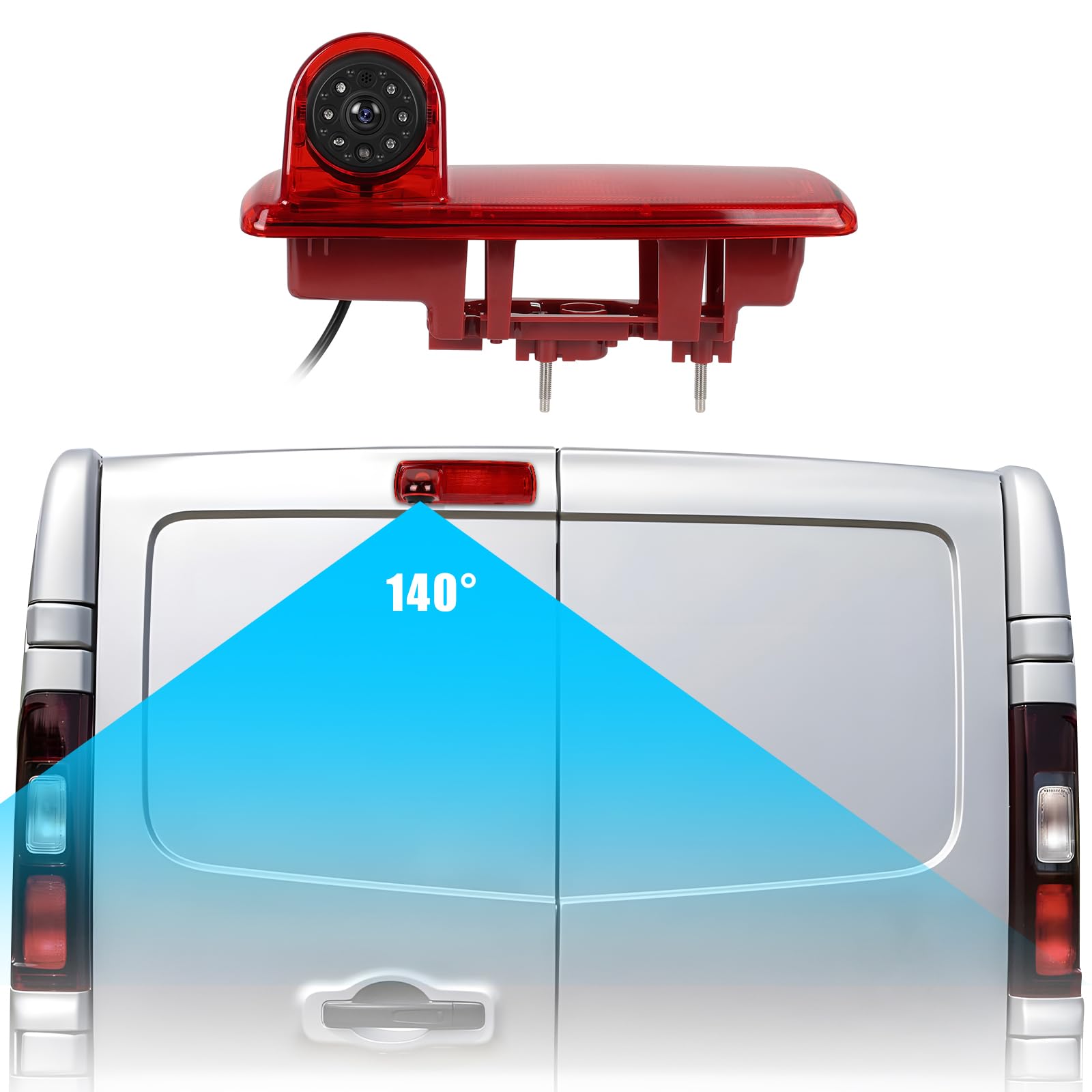 CAMECHO Visione Notturna Telecamera per Auto per Renault trafic 2014 / Opel Vivaro 2014, Telecamera retrovisore con HD/CVBS - IP67, Grandangolo 140°, Linee di guida per il parcheggio