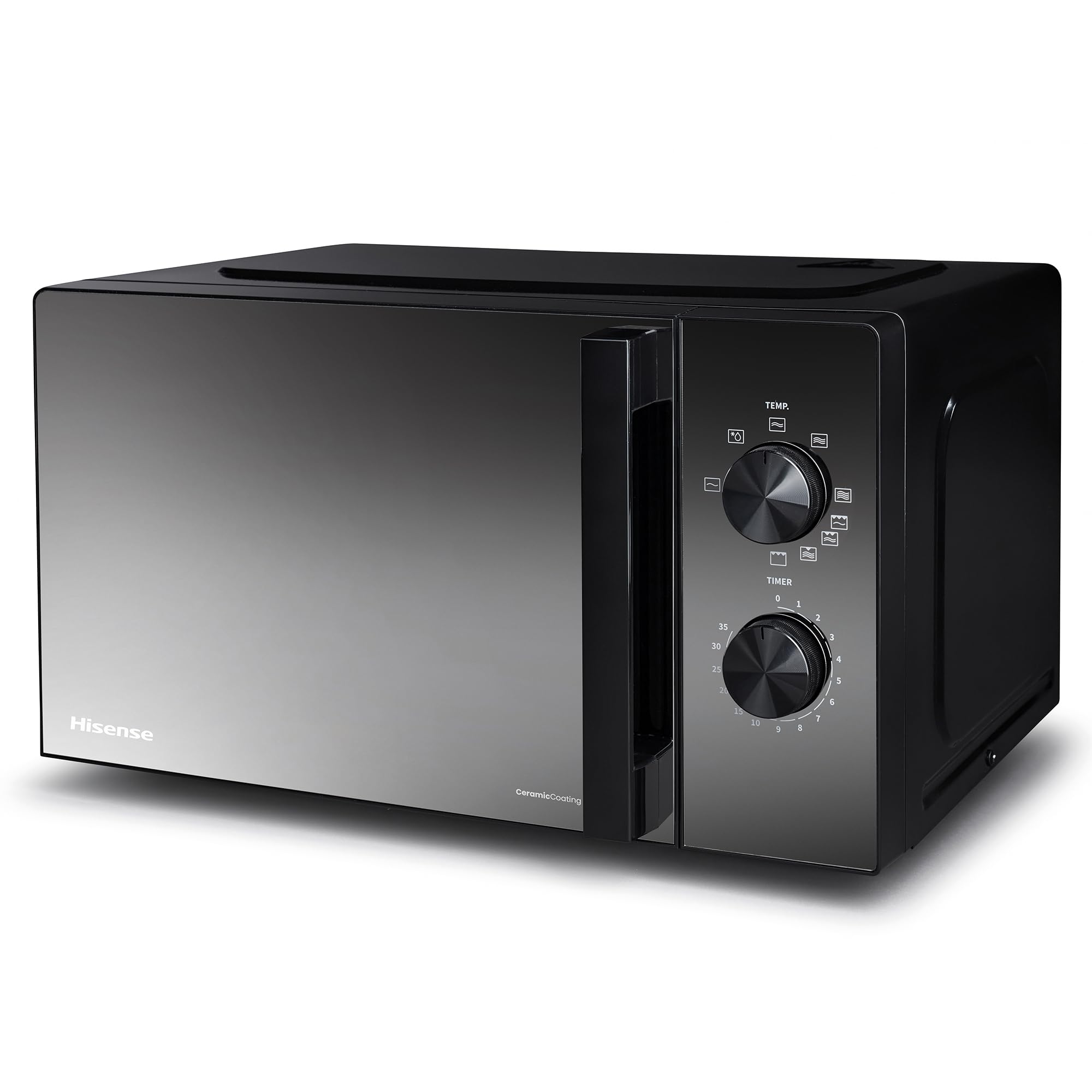 Hisense H20MOMBP1HG - Microondas con Grill 800W, 20L, Alto 32.6cm x Ancho 45.5cm, Color Negro, Potencia del Grill: 800 W, Revestimiento Cerámico, Cristal Premium, 5 Niveles de Potencia