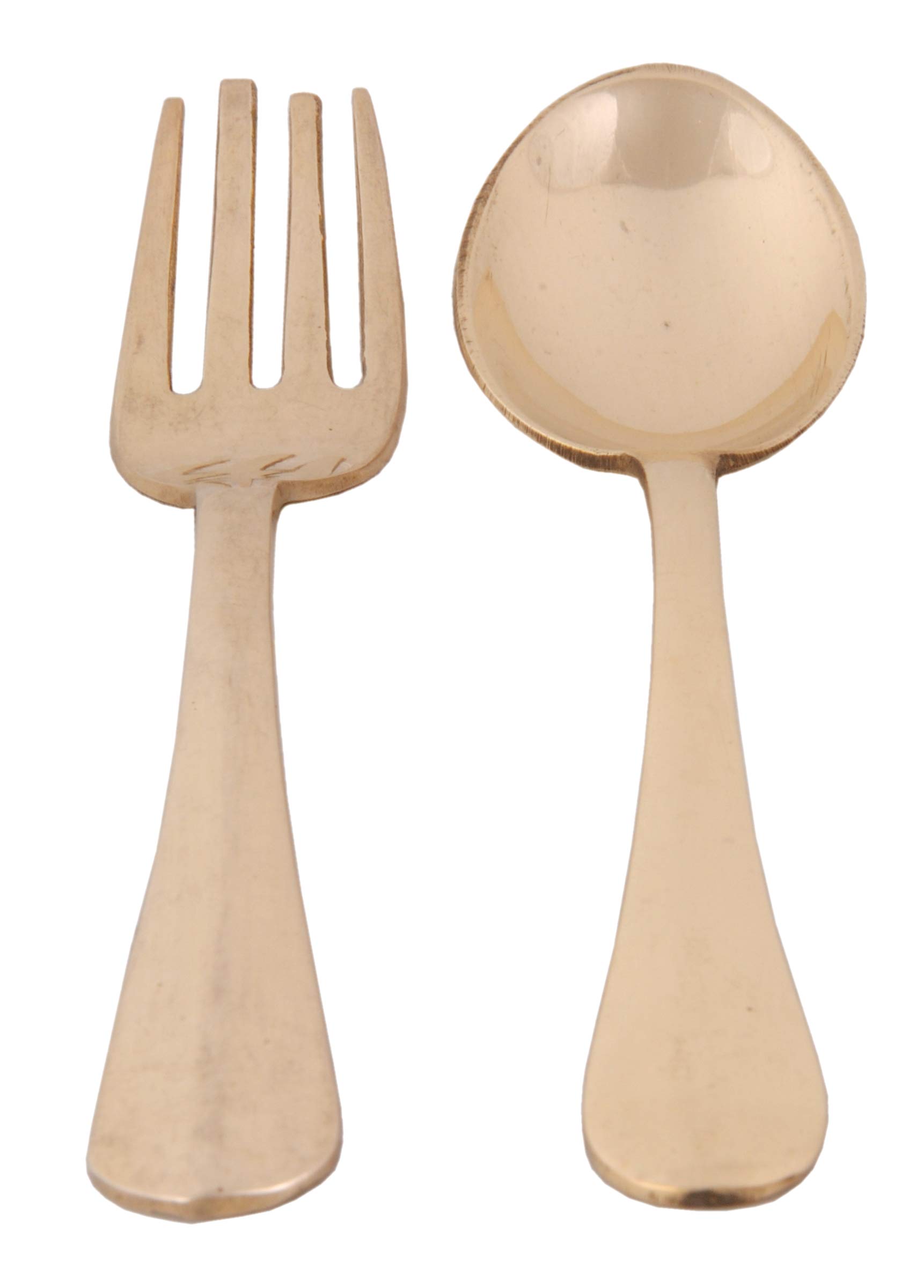Pure Brass Fork & Spoon Set - Vintage Tableware -3 Pure Brass Fork & Spoon Set - Vintage Tableware -3