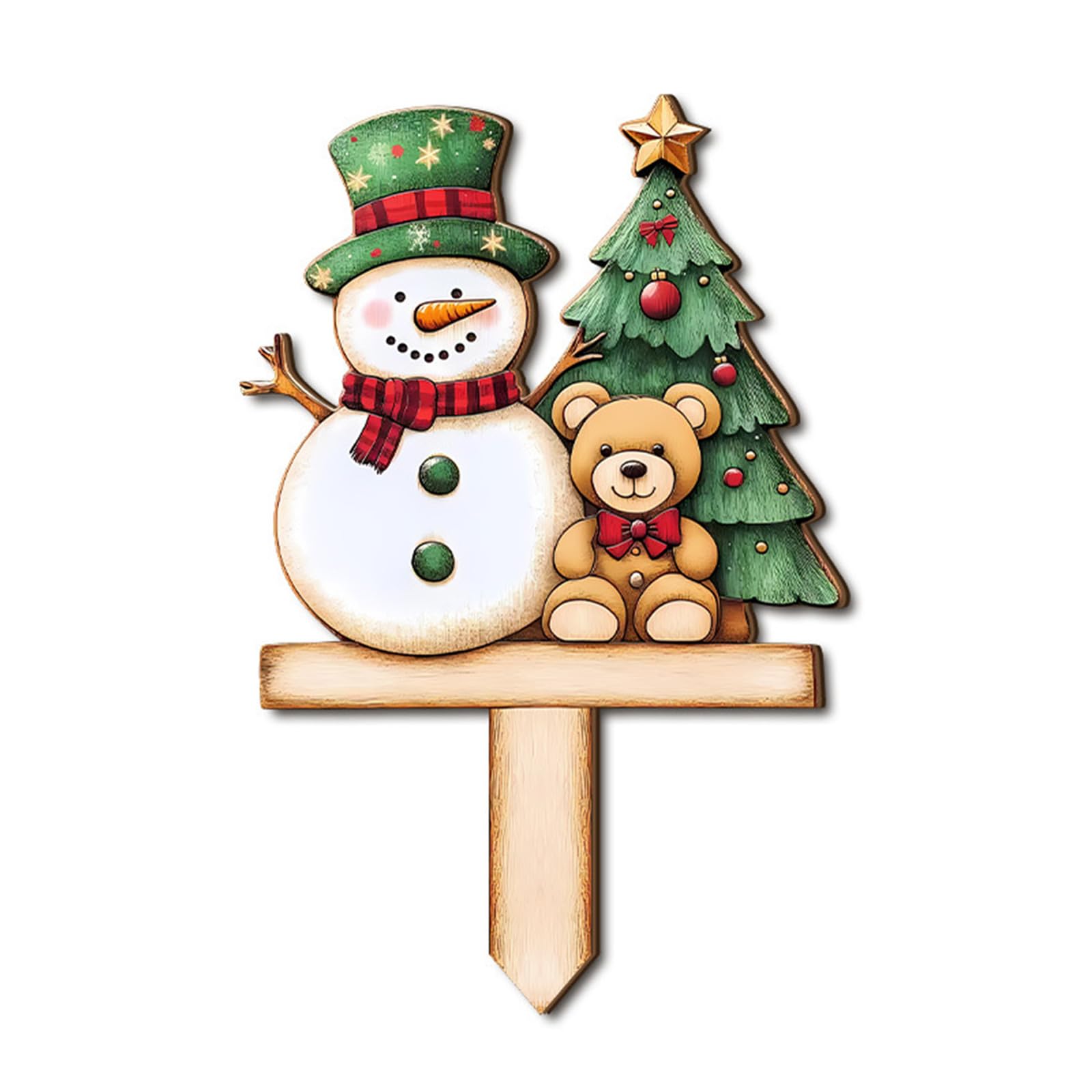 Tsophreniq Christmas Santa Welcome Plaques Wooden Garden Stake for Home Decoration Wooden Welcome Sign Holiday Yard Stake