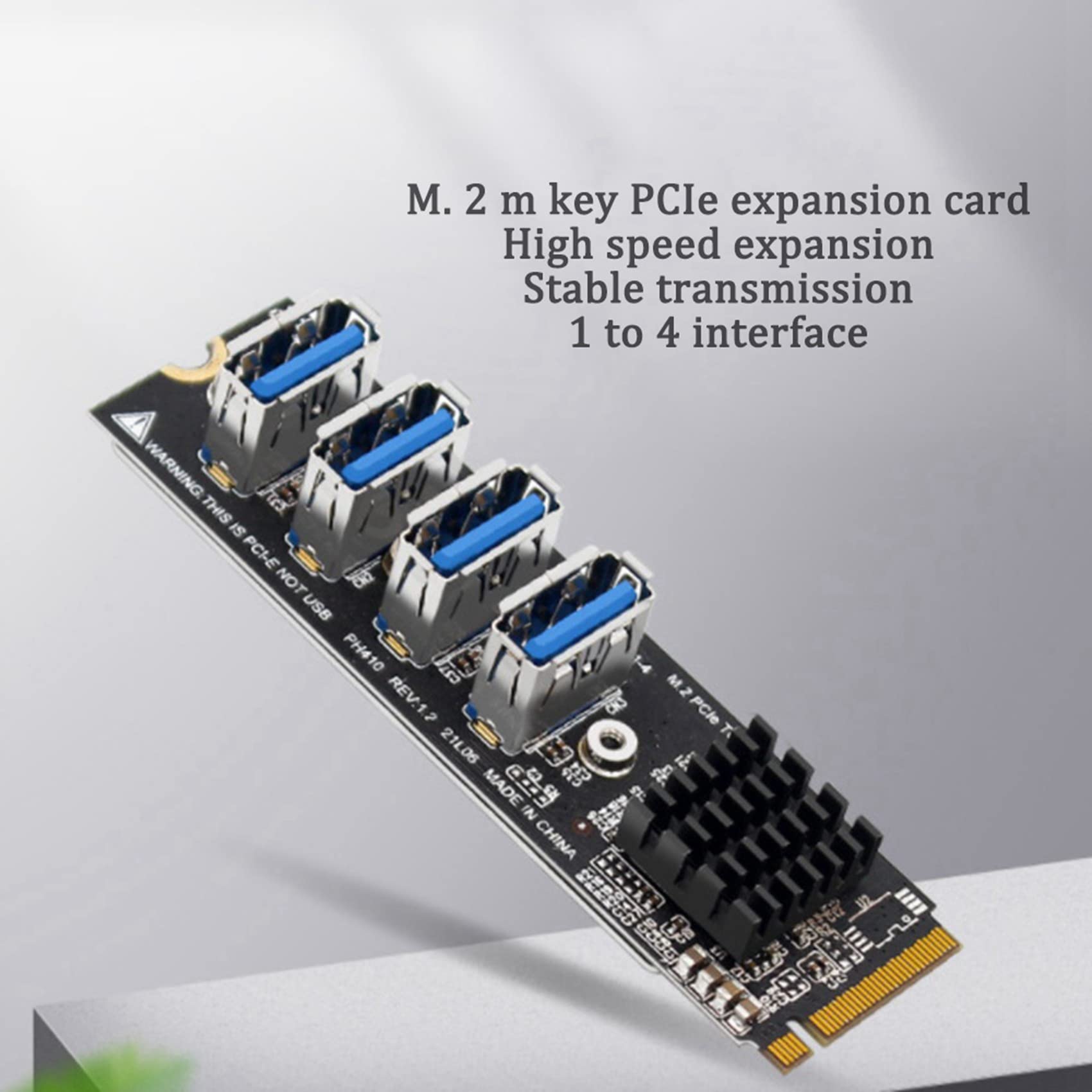 Lot de 3 cartes d'extension M.2 M-Key PCie M.2 vers Pci-E X1 4 ports USB 3.0 pour carte graphique ASM1184E M.2