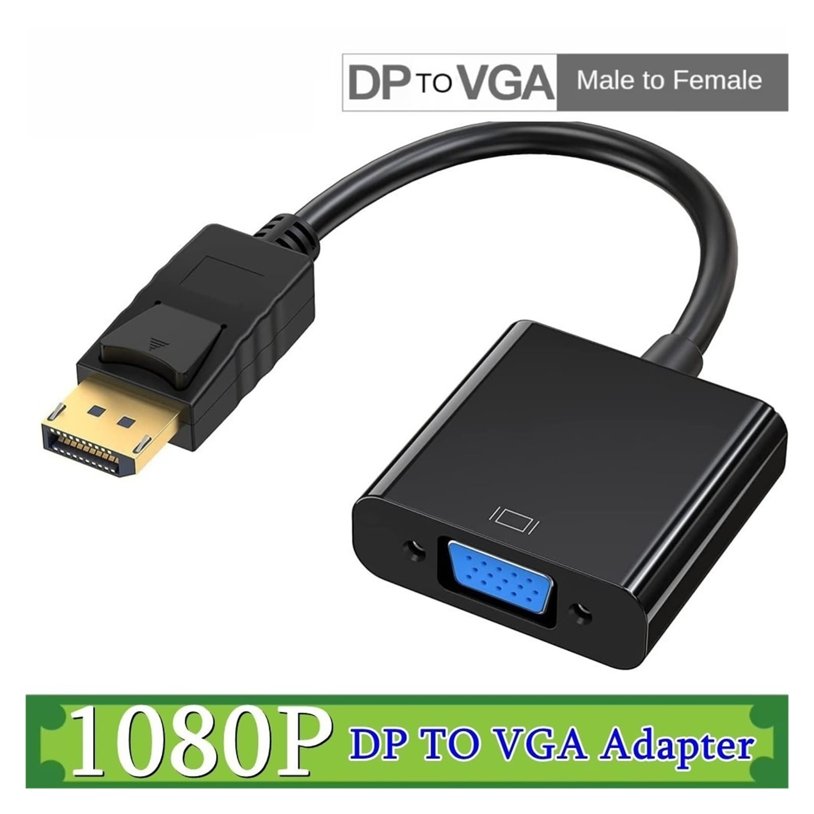 Adapter DP do VGA 1080P pozłacany do laptopa PC Projector Monitor (Glod)