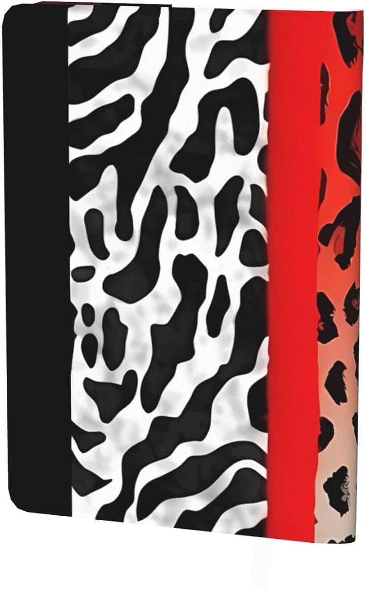 FHEDVBN Leather A5 Notebook Cover – Refillable Journal Cover 9 x 6.5 Inch | Red Leopard And Zebra Animal Notebook Case With Pen Holder & Bookmark, Vintage Book Protector For Travelers Writers Gifts
