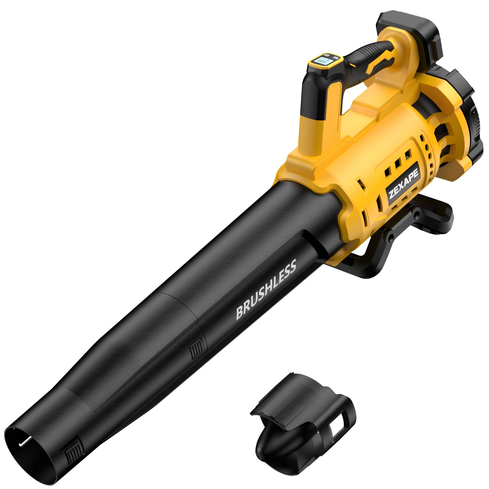 Soplador de hojas inalámbrico para batería Dewalt, soplador eléctrico de 480 CFM con motor sin escobillas, 6 velocidades variables de hasta 130 MPH, soplador de mano con control de pantalla
