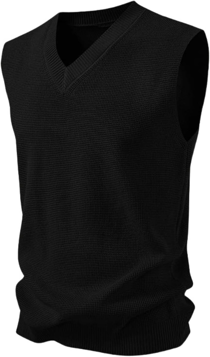 Men's Autumn Winter Trendy Simple Casual Solid Color Knit Sweater Vest