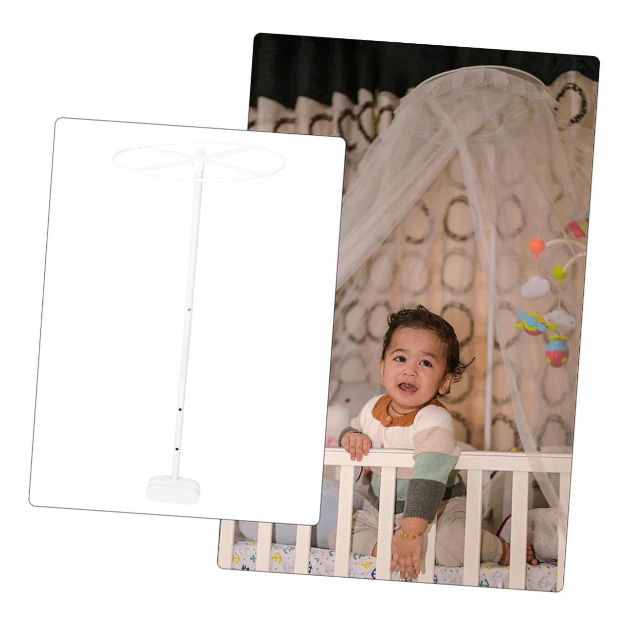 LABRIMP 2 Set Supporti in Acciaio per Zanzariera Culla Baldacchino Facili da Installare con Componenti Rimovibili per Lettino Ragazzo Ragazza Rete Protezione Versatile e