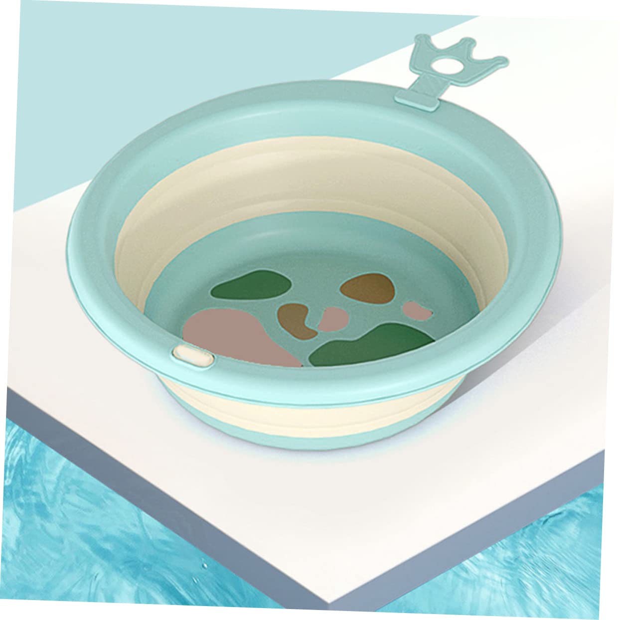 BESPORTBLE Portable Foldable Washbasin with Adorable Cartoon Design Capacity Silicone Face Bathtub for Outdoor Foot Washing and Daily Bathing Safe PP Material for Newborns