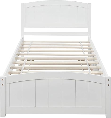 Miniatura 10 de Merax Cama de plataforma de madera tamaño individual con cama nido, no requiere somier, gris Gris,Espresso,Blanco